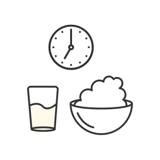 飲食物と時計のイラスト